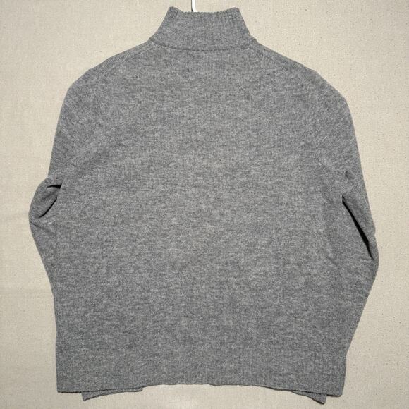 J Crew 100% Lambswool Sweater Mens Large 1/4 Zip Gray Mock Neck Preppy Academia - Picture 2 of 7